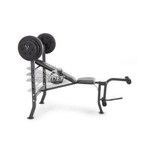 Press Banca + 100 LB Barra Recta Set Curl Leg Marcy 2082W