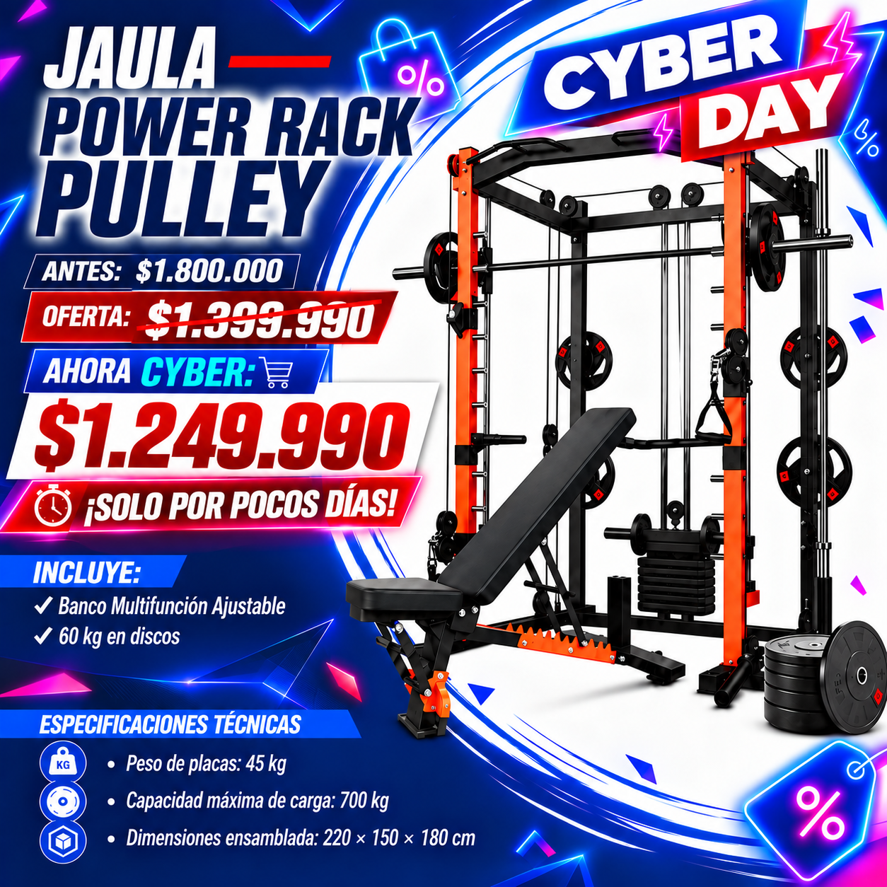 Jaula Power Rack Pulley Smith