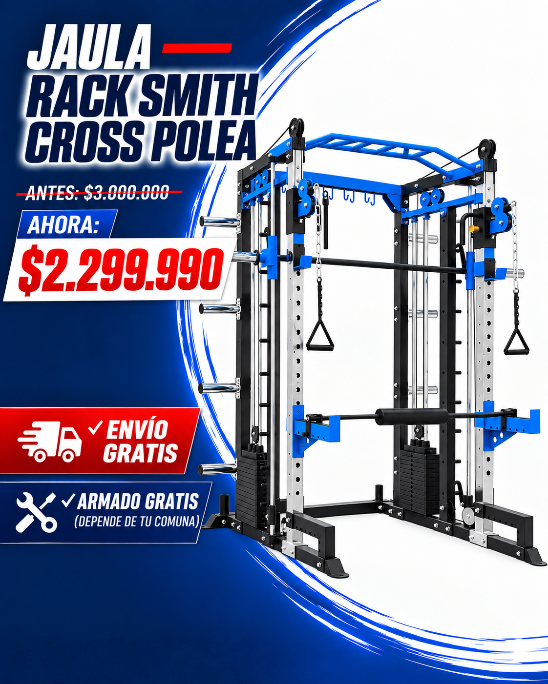 Jaula Rack Smith Cross Polea