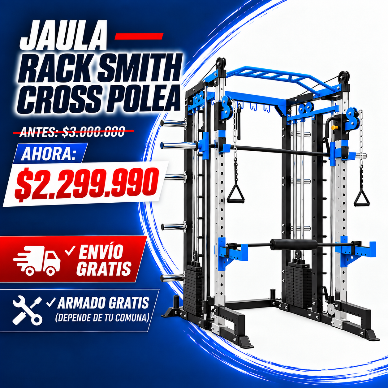 Jaula Rack Smith Cross Polea